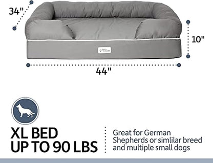 PetFusion Ultimate Dog Bed, Orthopedic Memory Foam, Multiple Sizes and Colors, Medium Firmness Pillow, Waterproof Liner, YKK Zippers, Breathable 35% Cotton Cover