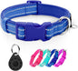 azuza Reflective Dog Collar with Airtag Holder, Soft Neoprene Padded Pet Collar with ID Tag Ring, Adjustable for Small Dogs,Royal Blue,S