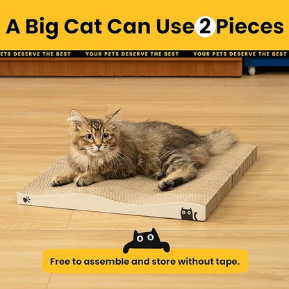 Cat Scratcher, Durable Scratch Pad, Corrugated Cardboard Scratching Board for Indoor Cats, Heavy Duty, Double-Sided Usability, Recyclable, with Catnip，2 Packs