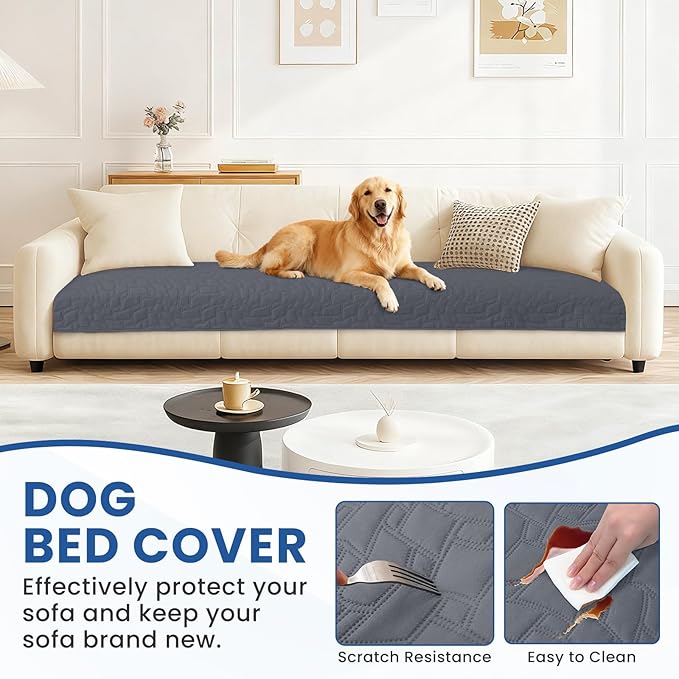 Waterproof Dog Bed Cover, Non-Slip Dog Blanket for Couch, Couch Covers for Dogs Washable, Pet Blanket for Furniture, Pet Bed Mat for Sofa, Car, Pet Supplies (40x50 Inch, Dark Grey)