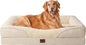 EHEYCIGA Orthopedic XL Dog Bed for Large Sized Dog, 42x30x7.5 Inch Extra Large Memory Foam Dog Couch Bed with Sides, Waterproof Liner & Washable Removable Cover, Bolster Pet Sofa, Beige
