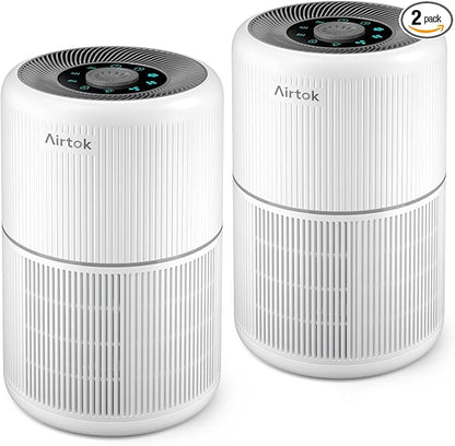 2 Pack Air Purifier for Home Bedroom with H13 True HEPA Filter for Smoke, Smokers, Dust, Odors, Pollen, Pet Dander | Quiet 99.9% Removal to 0.1 Microns | White Available for California