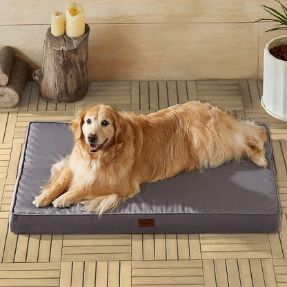 BFPETHOME Outdoor Dog Beds for Large Dogs, Waterproof Dog Bed for Medium, Large, Extra Large Dogs, Orthopedic Pet Bed with Removable Washable Cover, Egg Crate Foam Pet Bed Mat. (36 x 27 in, Grey)