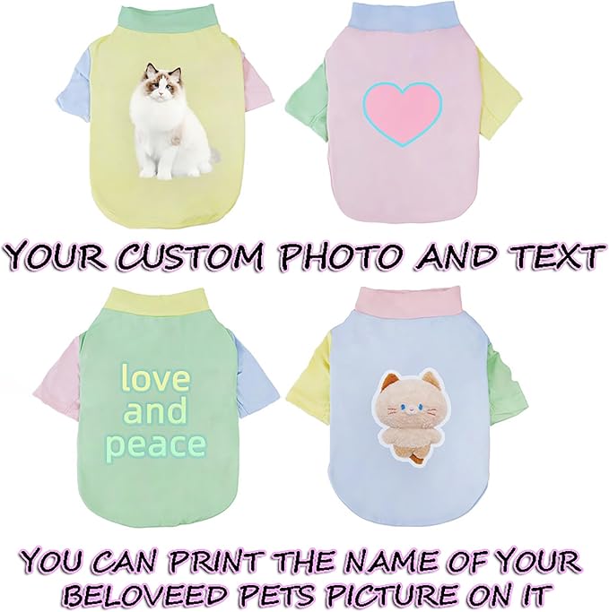 Custom Dog Shirt,Personalized Pet Apparel with Name Text Photo Image,Lightweight Breathable Puppy Kitten Cotton Vest for Small Medium Large Dogs Cats,Puppy Gift (Dopamine Pink, Large)