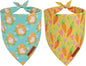 ADOGGYGO Easter Dog Bandana 2 Pack, Bunny Egg Carrot Print Pet Scarf Bib, Adjustable Fit Green Yellow Easter Bandanas for Medium Large Dogs (Large)