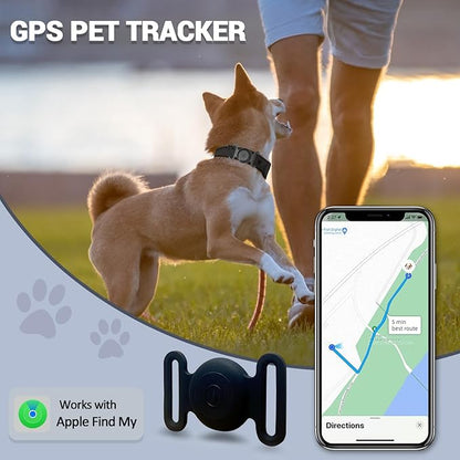 GPS Tracker for Dogs, Mini GPS Pet Tracker with Silicone Cover, IPX8 Waterproof GPS Tracker for Kids,No Monthly Fee,Work with Apple Find My(iOS Only),Smart Tracker for Dogs Finder Tracker Pets-Black-5