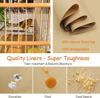 30PCS Bird Cage Liners - 13.8x13.8 Inch Leak-Proof Disposable Tray Pads for Parrots, Parakeets, Cockatiels, Lovebirds | Easy-Clean Cage Bottom Paper | Customizable Size