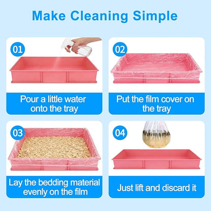Disposable Cage Liners 50PCS, Plastic Litter Liner Bag for Cage, Cage Toilet Film Cover Litter Liner Bags for Small Animals as Guinea Pig, Hamster, Hedgehog, Bunny, Bird, Rabbit (L(47.2 * 47.2''))