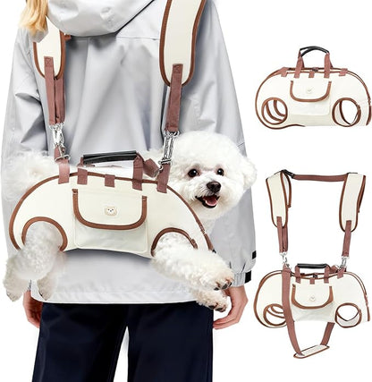 Hands Free Dog Backpack Carrier for Small Dogs, Yorkie Shoulder Carrier Sling Backpack Carriers Dog Lift Harness Portable Breathable Pet Carrier Backpack for Small Puppies (M, 8.8-14.3lbs)