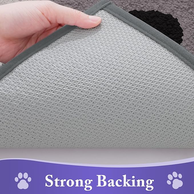 Buganda Dog Door Mat for Muddy Paws, Absorbent Dirt Trapper Non Slip Indoor Doormats, Washable Low-Profile Mat for Mud Dogs, Entryway Carpet for Inside Floor (36x24 Inches, Grey)