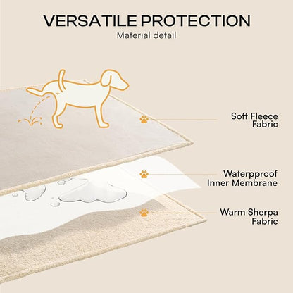 Luciphia Waterproof Pet Blankets, Liquid Pee Proof Dog Blanket for Sofa Bed Couch, Reversible Sherpa Fleece Furniture Protector Cover for Small Medium Large Dogs Cats, Dark Beige King Size（100" x 85"）