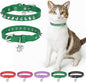 Leather Cat Collars for Boy Girl Cats with Bell and Safety Elastic Belt, Personalized Rivets Stud Adjustable Safe Buckle Collar with Skull Charm for Kitty Small Pets, Green