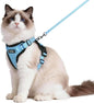 rabbitgoo Cat Harness and Leash for Walking, Escape Proof Soft Adjustable Vest Harnesses for Cats, Easy Control Breathable Reflective Strips Jacket, Light Blue,M
