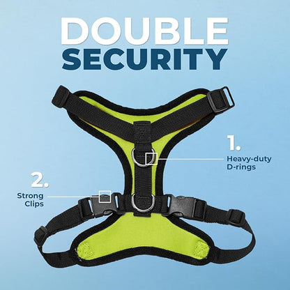 Voyager Step-in Pet Harness - All Weather Mesh, Adjustable Step in Harness for Cats and Dogs by Best Pet Supplies - Lime Green/Black Trim, L