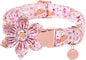 Halloween Dog Collar With Flower, Pink Puppy Collar With Adjustable Metal Buckle, Fancy Bowtie Gift for Girl Boy Dog, M