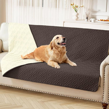 hyha Waterproof Dog Blanket, Soft Dog Bed Cover Pet Blankets, Waterproof Sofa Couch Cover for Dogs Washable, Reversible Pet Couch Covers for Sofa Furniture (68x82 Inch, Chocolate/Beige)