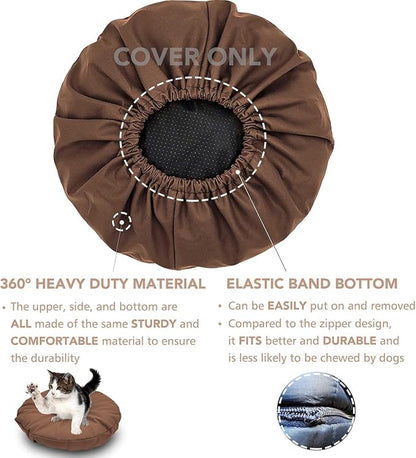 Dog Bed Cover Waterproof Replacement Machine Washable Covers for Dog Bed Heavy Duty Scratch Resistant Mattress Protector Pet Bed Round 20x20 Inch Cover Only Brown