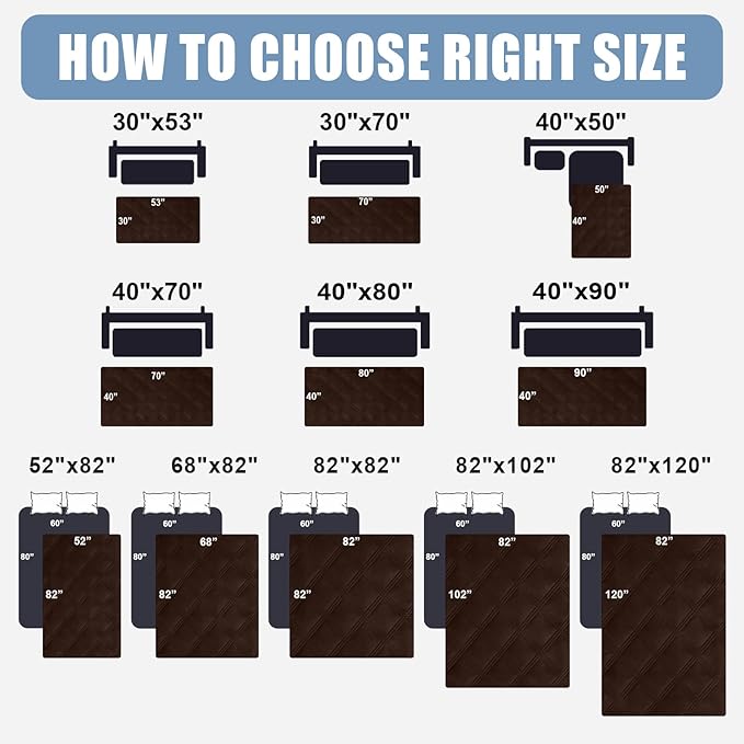 Smiry Waterproof Dog Bed Cover Blanket 68x82, Soft Reversible Pet Blanket, Washable Leakproof Cats Dogs Couch Cover for Sofa, Couch, Furniture, Chocolate/Beige