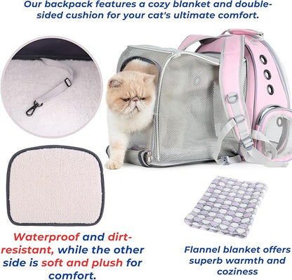 Lollimeow Expandable Cat Backpack Carrier for Large Cats & Small Dogs - Airline Approved Pet Bubble Backpack with Dual-Side Expansion, Perfect for Travel, Hiking & Outdoor Adventures, Up to 16lbs