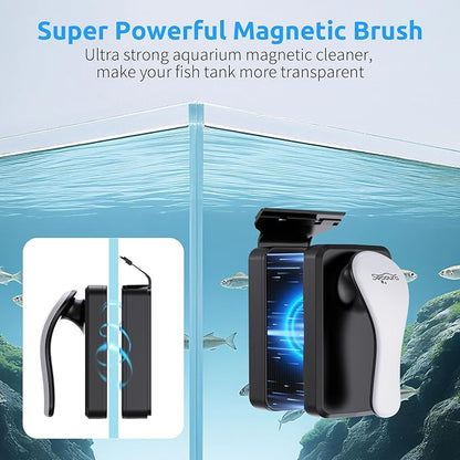 SEAOURA Magnetic Aquarium Glass Cleaner，Algae Scraper for Aquarium Fish Tank， Fish Tank Algae Clean Brush Dual-Sided Side Floating Aquarium Magnetic Brush (L)