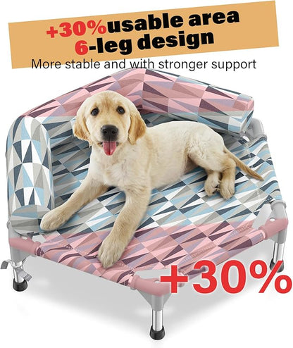 Orthopedic Dog Bed - Beds Bolster,Cooling Elevated Dog Beds with Metal Frame,Raised Dogs Bed,Easy to Assemble,Up to 50 lbs,Small (24.5" L x 24.5" W x 6.7" Th)