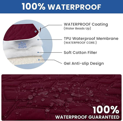 Waterproof Dog Bed Cover Pet Blanket, Soft Couch Cover for Dogs Washable, Non-Slip Dog Blanket Protect Furniture Couch Sofa Car for Puppy Large Dogs Cat Christmas (82x102 Inch, Burgundy)