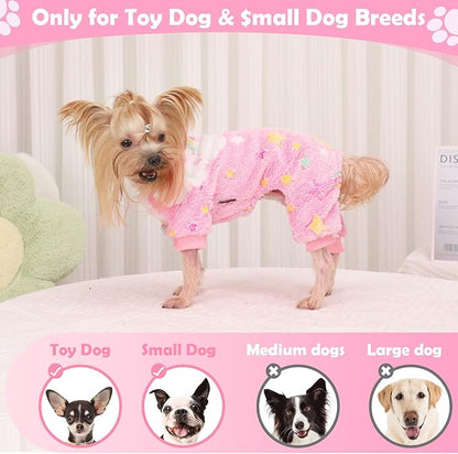 Fleece Dog Pjs - Cute Extra Small Puppy Clothes, Soft & Stretchy Dog Onesies for Chihuahua Yorkie Cat, XS