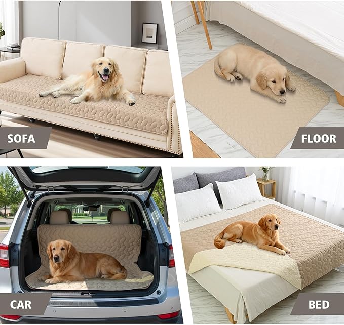 Ameritex Waterproof Pet Bed Cover Anti-Slip Dog Bed Blanket for Sofa and Furniture Waterproof New Pattern Design (Beige, 30x53 Inch (Pack of 1))