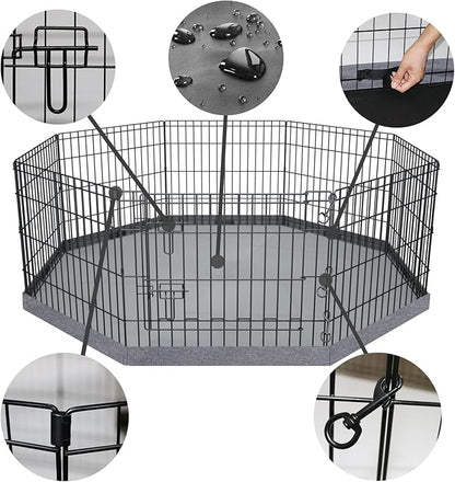 PETIME Foldable Metal Dog Exercise Pen/Pet Puppy Playpen Kennels Yard Fence Indoor/Outdoor 8 Panel 24" W x 36" H with Bottom Pad (with Bottom pad, 8 Panels 36" H)