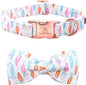 Lionheart glory Easter Dog Collar with Bow Tie Carrot Print Dog Collar Girl or Boy Soft Durable Adjustable Collar Bows Spring Collar Dog Bow for Large Dogs