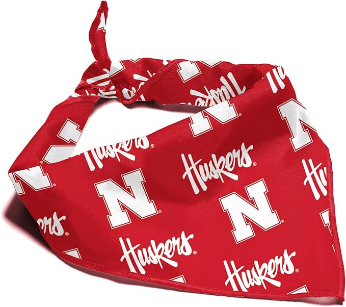 Nebraska Cornhuskers Officially Licensed Bandana for Dogs and Cats | Fits Pets Great Gift Idea | Easy-to-Tie (Small, 13")