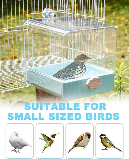 Hanging Bird Bath for Cage, 3 in 1 Multifunction Bird Bath/Bowl/House, Bird Cage Accessories Suitable for Small to Medium Birds Parakeet, African Grey, Conure, Cockatiel(6.8X6.8X6.8 inch Turquoise)
