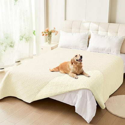 hyha Waterproof Dog Blanket, Soft Dog Bed Cover Pet Blankets, Waterproof Sofa Couch Cover for Dogs Washable, Reversible Pet Couch Covers for Sofa Furniture (52x82 Inch, Beige/Beige)