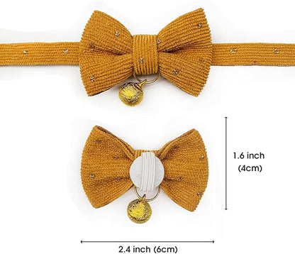 Safety Quick Release Cat Collars, Soft Kitten Collars with Detachable Bow Tie and Bell, Pack of 2, Adjustable 20-30 cm