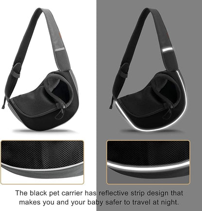 FDJASGY Pet Sling Carrier for Small Dogs Cats,Breathable Mesh Travelling Hand Free Puppy Backpack with Pouch and Adjustable Strap Carrier