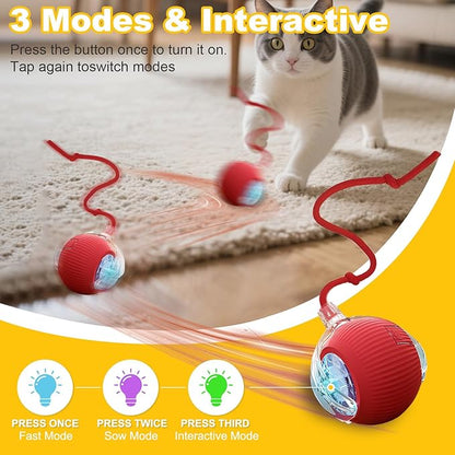 3-Pack Interactive Cat Toys Ball for Indoor Cats＆Dog,Automatic Cat Toy 360° Auto-Rotation Smart Obstacle Avoidance,Includes 8 Cat Spiral Spring,Cat Enrichment Toys for Indoor Cats