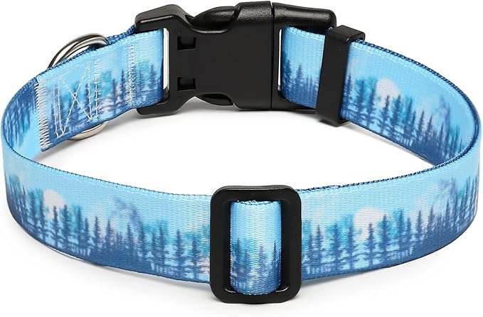 Mercano Adjustable Dog Collar - Special Design Patterns, Soft Nylon Comfortable Durable Pet Collar for Small Medium Large Dogs (S, Forest)