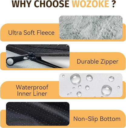 Orthopedic Waterproof Large Dog Bed: Memory Foam Washable Dog Bed with Bolsters - XL Removable Washable Cover for Medium Large Sized Pet - Non-Slip Bottom - Silver
