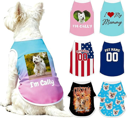 Custom Dog Shirt with Name Photo Text Logo Personalized Dog Pullover Shirts Customized T Shirt Clothes Gifts for Small Medium Large Dogs Cats Pet