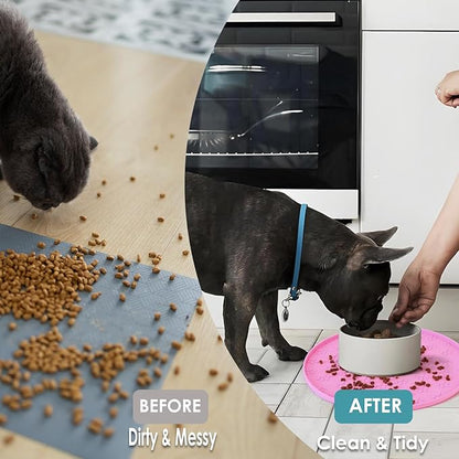 Dog Food Mat - Waterproof Dog Bowl Mat for Food and Water, Pet Food Placements with Edges, Nonslip Cat Feeding Mat for Protecting Floors (1Pack Pink)