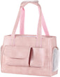 Dog Carrier Purse, Fashion Leather Pet Carrier Bag, Airline Approved Soft Sided Cat Travel Tote Bag with Pockets Pink