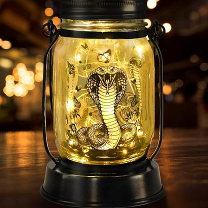 Snake Gifts for Women/Men Snake Solar Lanterns Mom Birthday King Cobra Snakes Animal Lovers Lantern Animal Memorial Lights Solar Garden Decoration for Yard, Patio,Backyard,Porch Torches, Home Decor