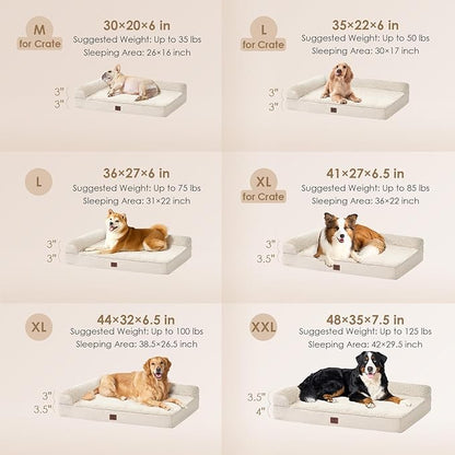 EHEYCIGA Orthopedic Dog Bed Medium Size Dogs, Memory Foam Dog Bed with Washable Removable Cover, Waterproof Pet Sofa Couch for Crate with Nonskid Bottom, 30x20x6 Beige