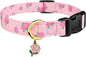Cotton Handmade Dog Collar Cute and Distinctive Patterns Pink Rose with Pendant for Girl Boy Dogs Collars M