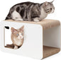 EHEYCIGA Cardboard Cat Scratcher House, 17-Inch Corrugated Cat Scratcher for Indoor Cats, Kitten Scratching Board Pad, White