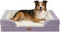 Comfort Expression Orthopedic Dog Bed for Large Dogs 38x25 Inch, Waterproof Supportive Egg Crate Foam Large Pet Bed with Removable Bolsters, Dog Couch with Washable Cover & Non-Slip Bottom, Purple