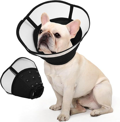 Allroaring Dog Cone Collar, Soft Dog Cones for Medium Dogs After Surgery, Adjustable Pet Cone for Dogs to Stop Licking, Breathable Doggie Elizabethan Collar for Wound Care Spay Neuter, Black M