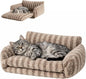 Hollypet Cat Bed Fluffy Plush Mutifuctional Double-Layer Soft Warming Kitty Pet Couch Orthopedic Nest Beds for Small Cats and Dogs, Khaki (21x15x8 inch, Recommend for Kittens or Pets Under 13lbs)