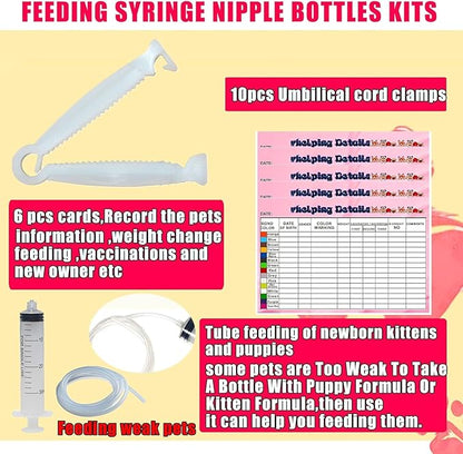 kewen Puppy Kitten Whelping Supplies, Whelping kit for Puppies Birth,Kitten Supplies,Dog Supplies,Puppy kit,Kitten Bottle Feeding kit for New Born Puppy Supplies and Kitten (with 32" Whelping Pen)
