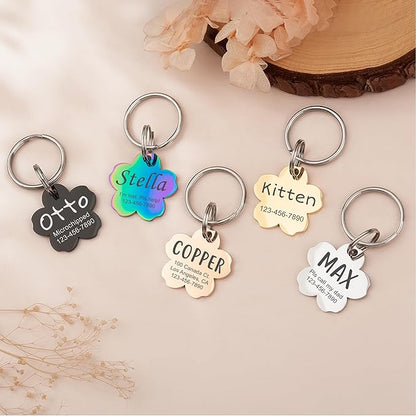 Anavia Personalized Pet ID Tags, Stainless Steel Glossy Laser Engraved Dog Cat Collar Name Tags, Multiple Colors Shapes Sizes (Cherry Blossom, Small)